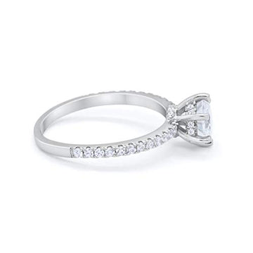 Accent Dazzling Wedding Ring Simulated CZ 925 Sterling Silver